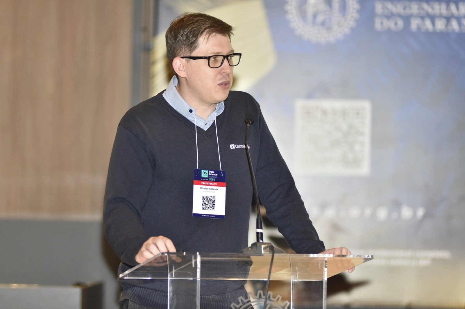 Wesley Golenia, especialista em inteligência artificial da Castrolanda, palestra no DSSBR 2026