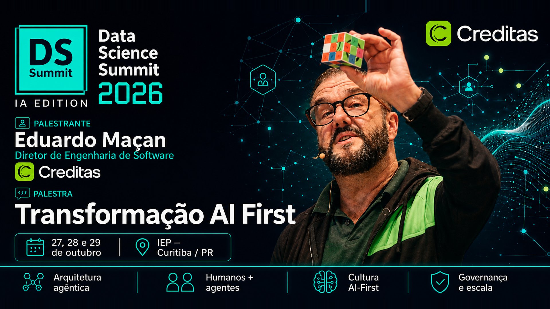 Eduardo Maçan, da Creditas, apresenta a transformação AI-First no DSSBR 2026