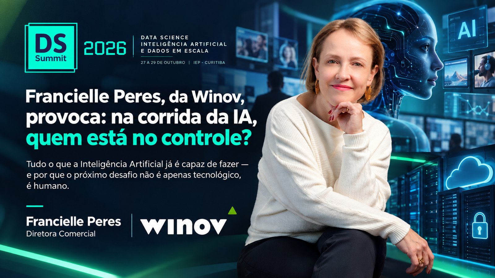 Francielle Peres, da Winov, provoca: na corrida da IA, quem está no controle?