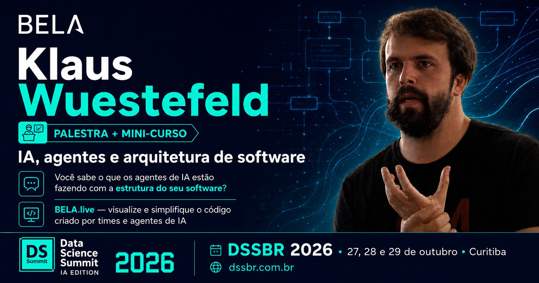 Klaus Wuestefeld no DSSBR 2026 — palestra sobre agentes de IA e arquitetura de software