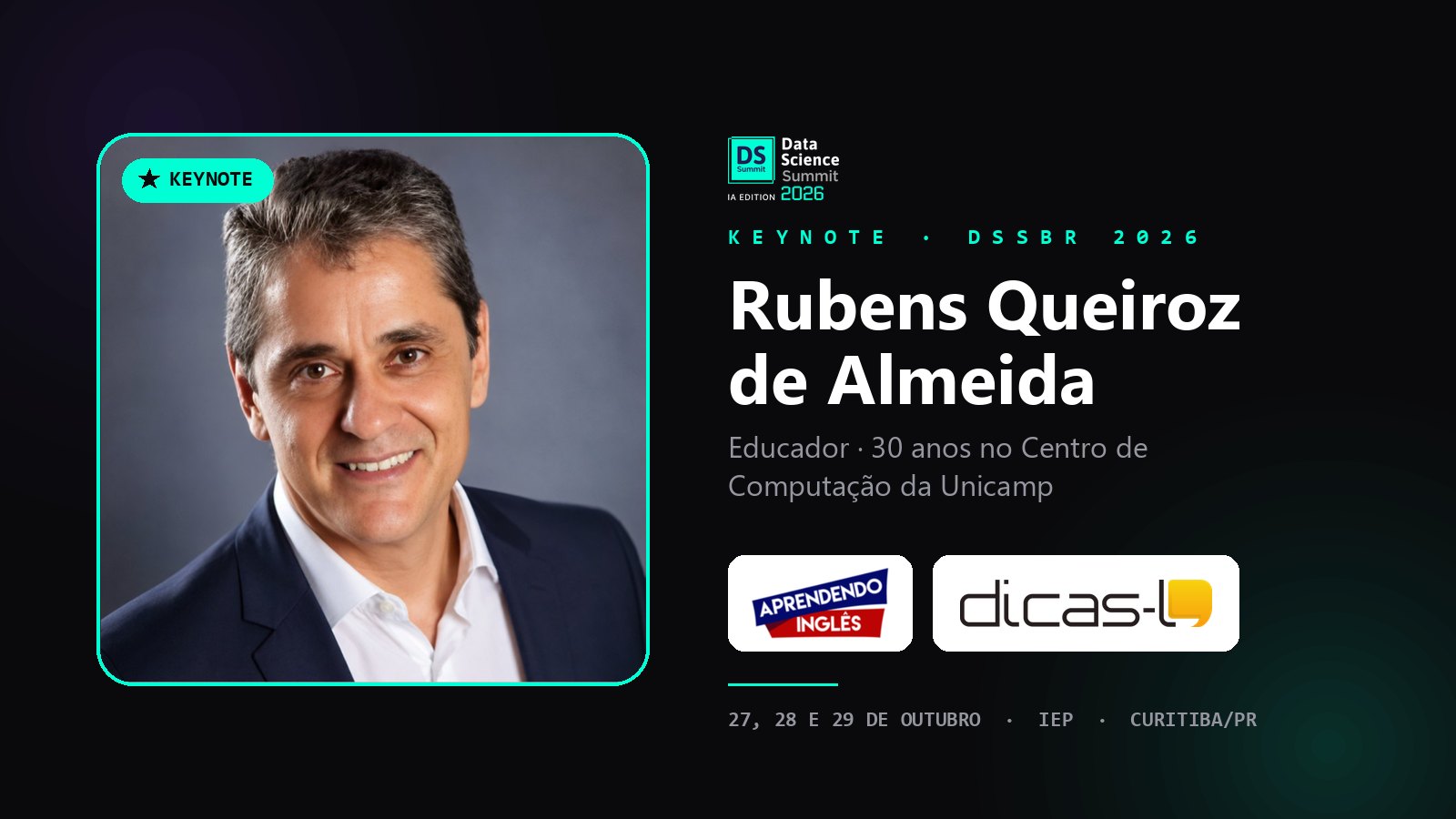 Rubens Queiroz de Almeida, criador do Aprendendo Inglês e do Dicas-L, é keynote do DSSBR 2026
